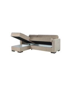 DIVANO LETTO "MERLIN" CON CASSETTONE E PENISOLA REVERSIBILE BEIGE, 225X150X81 CM